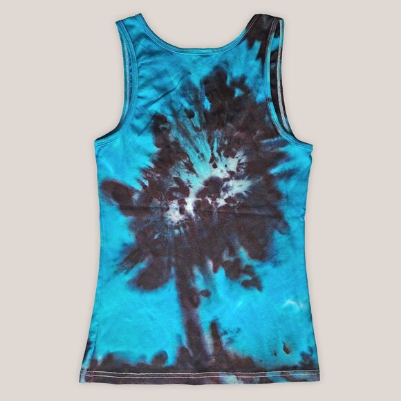 NWT Baja Blue & Black Tie Dye Cotton Tank Top Yoga Shirt Hand Dyed - Picture 3 of 3